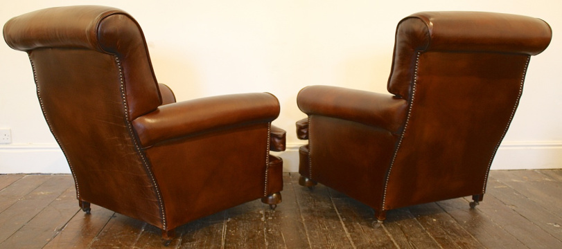 Pair of Traditional Leather Club Chairs